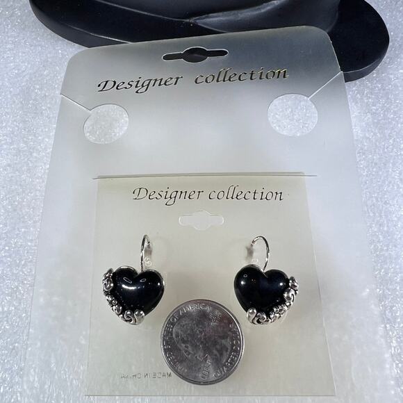 Retro Black Dark Witchy Goth Dark Heart Scroll Necklace Set Deadstock NEW NWT - Picture 6 of 16